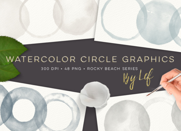 Download Watercolor Circles - Round Clip Art Graphics in Neutral Colors - Graphic Collection