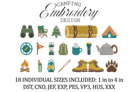 Download Set of 20 Camping Icons Embroidery Pack - Icon Collection