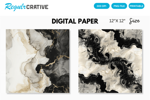 Download Ivory &amp; Black Alcohol Ink Digital Paper - Premium Resources