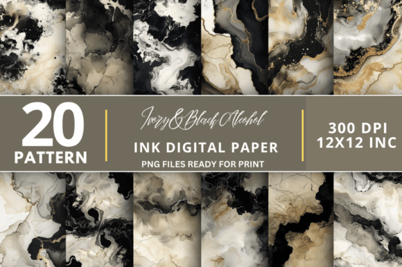 Download Ivory &amp; Black Alcohol Ink Digital Paper - Premium Resources