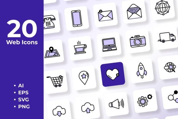 Download Simple Set of 20 Web Icons&nbsp; - Icon Collection