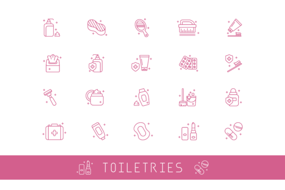 Download Set of 20 Toiletries Icons in Outline - Icon Collection