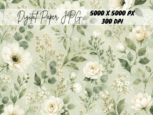 Download Sage Green Vintage Floral Rose Pattern - Rose pattern Collection