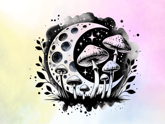 Download Mystical Moon &amp; Magic Mushrooms Graphic - Graphic Collection